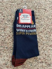 Budweiser Men's Socks, I Make Buds Disappear, Fits Sz 6-12, w/Tags.