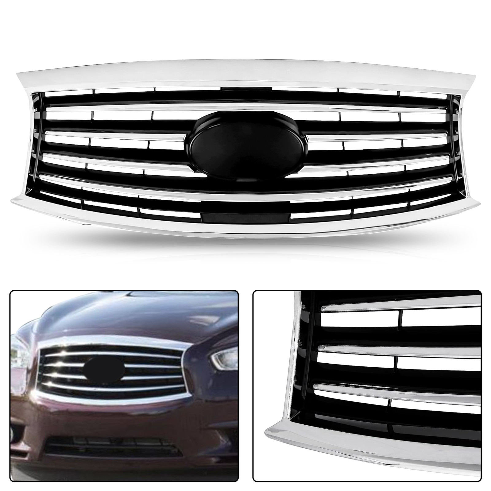 Front Bumper Upper Chrome Grille Grill For 2013-2015 Infiniti QX60 JX35