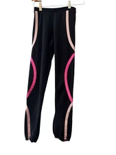 Jerry's Skating World Girls Black Fleece Ice Skating Pants Sz Medium