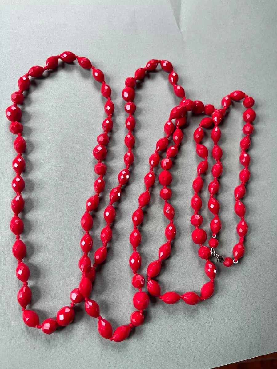 Red plastic bead best sale necklace