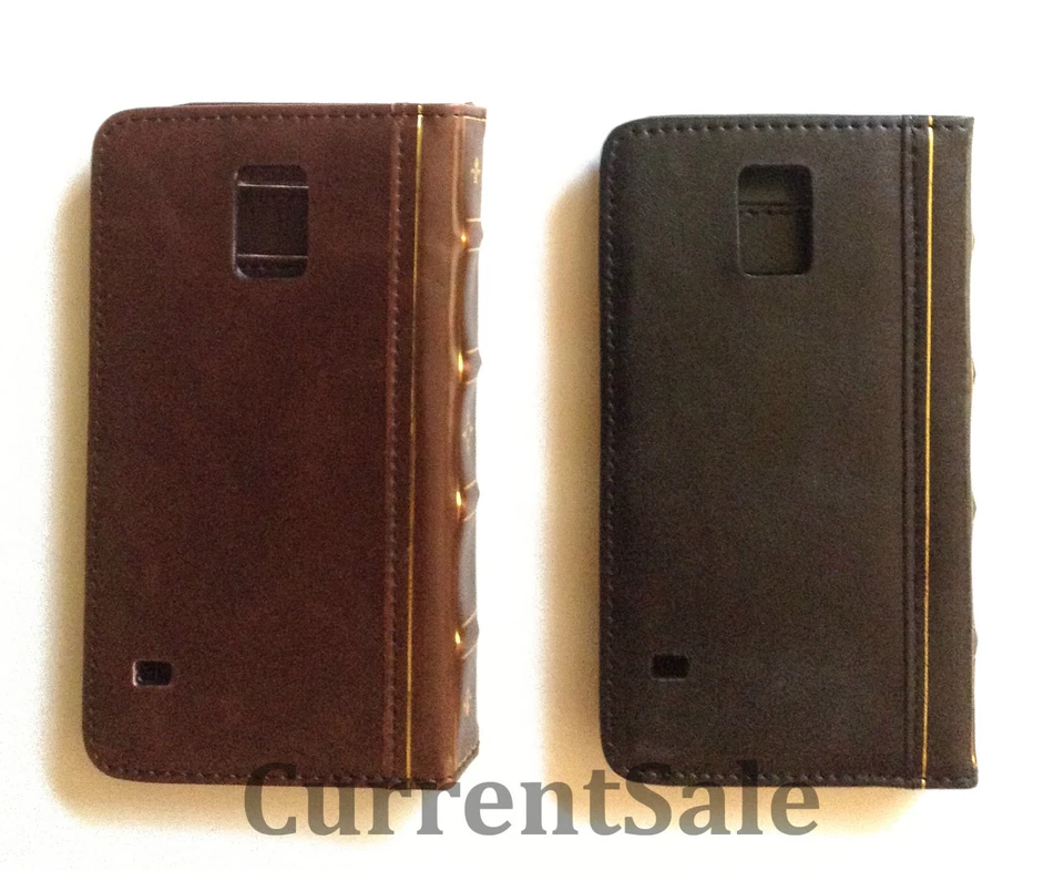 Antiguo LIBRO Funda Cartera Cuero Vintage Samsung Galaxy S7 S6 S5 Note 5 4 Foto 4 de 4