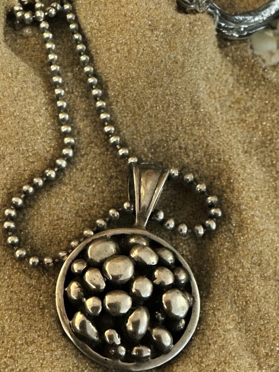 STANLEY GUESS ◑ PENDANT Rare Stanley Guess 925 Silver Modernist Liquid Pebbles