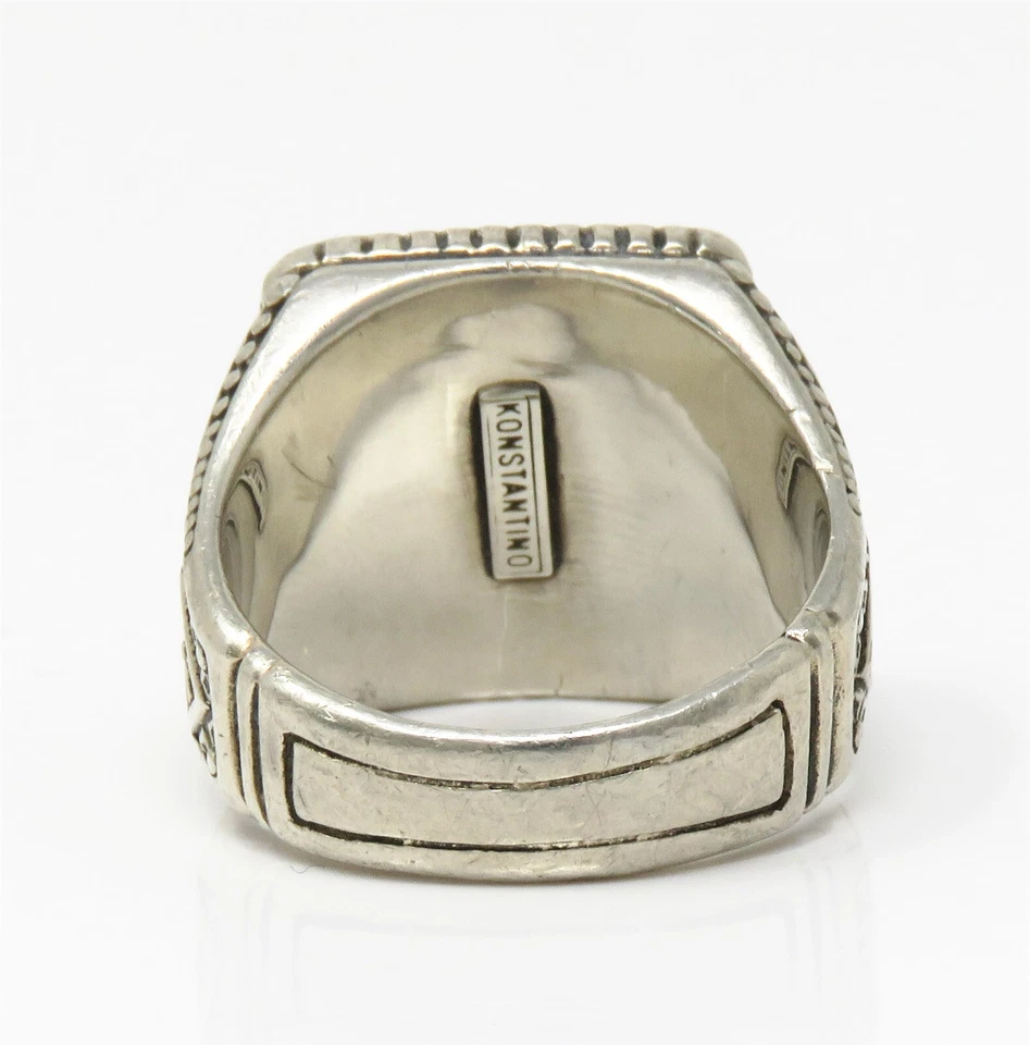 Anillo con sello de cruz de plata de ley 925 NYJEWEL Konstantino Foto 4 de 4