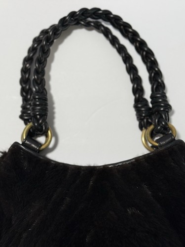 PAOLO MASI Black Mink Fur & Leather Handbag Shoulder Bag MADE IN ITALY EUC - Picture 4 of 20