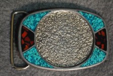 Western Belt Buckle with Empty Space 1 7/8" Center, Silver Tone