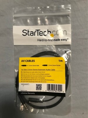 StarTech 1m Slim 3.5mm Stereo Extension Audio Cable - NIP -  MU1MMFS