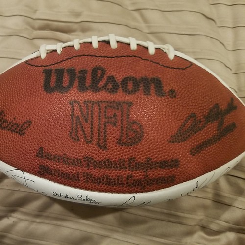 Fußball mit bedruckten Unterschriften aus der Saison 1986 - GIANTS - Wilson!