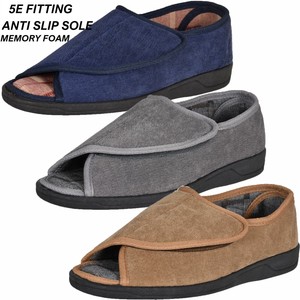 MENS WIDE FIT 5E MEMORY FOAM ORTHOPAEDIC TOUCH CLOSE OPEN TOE SLIPPERS SHOES | eBay