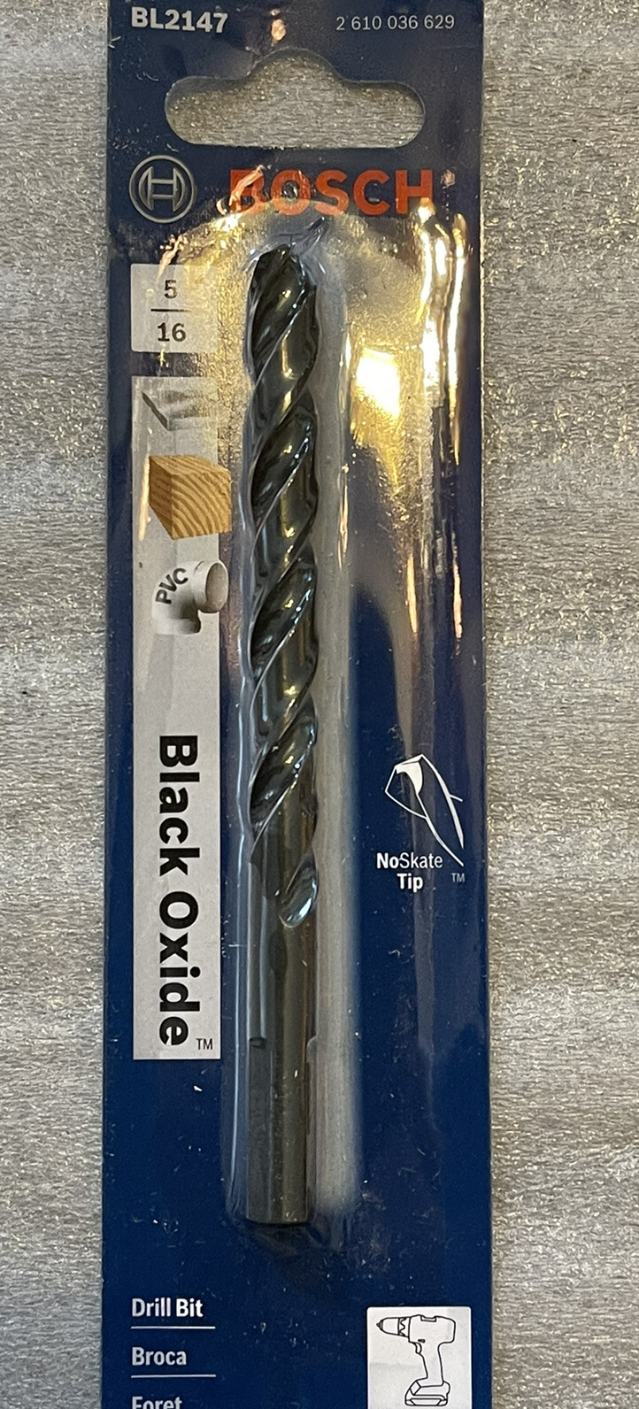 LOT OF 3 Bosch BL2147 5/16 In. x 4-1/2 In. BLACK OXIDE DRILL BIT CARDED