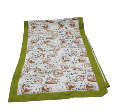 Roman Tapestry Coliseum Italy Table Runner 18'' x 100'' Rome Cotton Green White