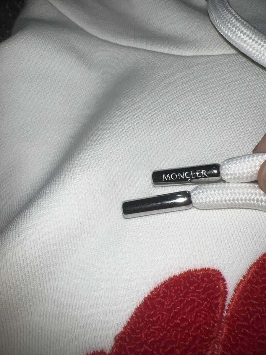 Moncler Maglia Hoodie White Stitched Lettering Mens Sz M Brand New