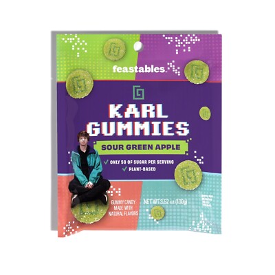 MR BEAST FEASTABLES KARL GUMMIES- Green Sour Apple Trending Tiktok Candy