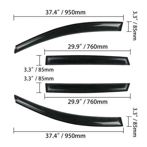 Rain Guards Window Visor Deflector For 2013-2019 Ford Escape Vent Shade 4pc - Picture 5 of 11