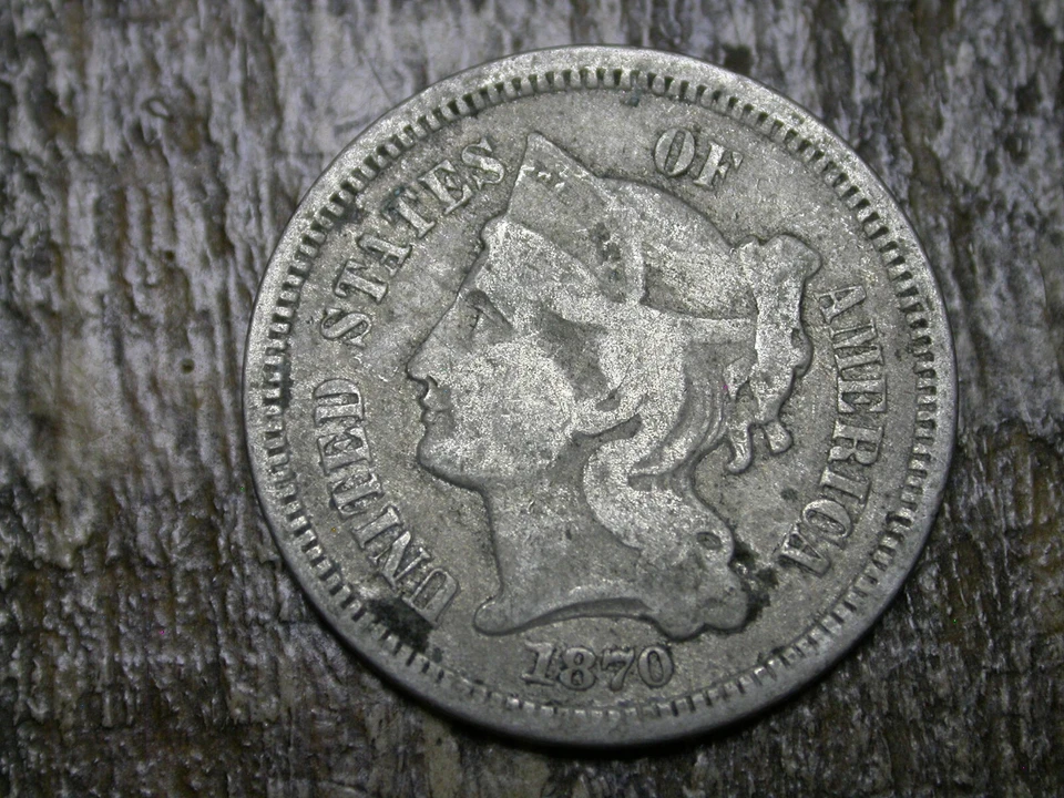 1870 Three Cent Nickel Piece 3C Ungraded Circulated US Type Coin - SEE PICS!! L1 - Image 3 of 4