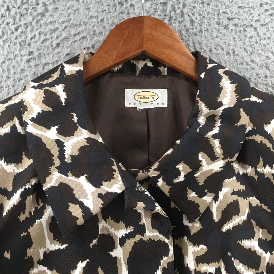 Talbots Petites Coat Womens L Multicolored Leopard Print Collared Long Sleeves - Image 3 of 4