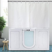 YISURE Extra Short Shower Curtain 102 drop, White Textured Small Shower Curtain