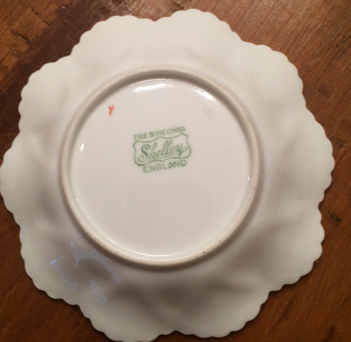 Vintage Shelley Fine Bone China Fluted Nut Trinket Candy Dish Floral