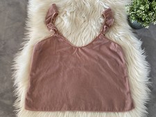 Victoria's Secret Light Pink Velvet Ruffle Strap Crop Tank Top Lingerie Sz M