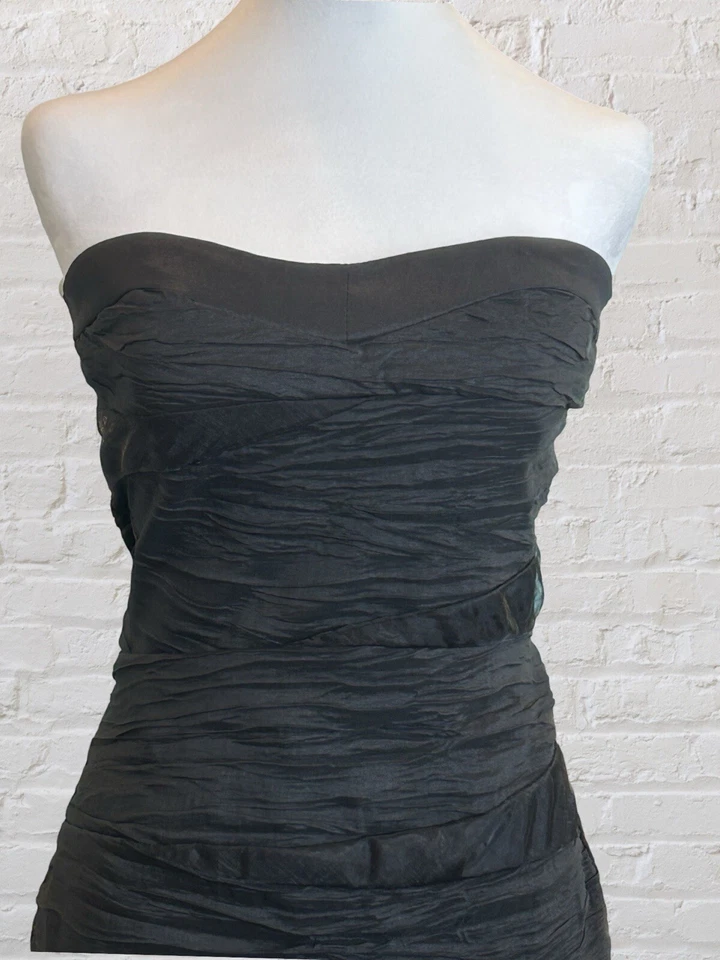 Mini Vestido Poesía Negro Sin Tirantes Bodycon Cóctel Evento Talla M Ropa de Club Salir Foto 3 de 4