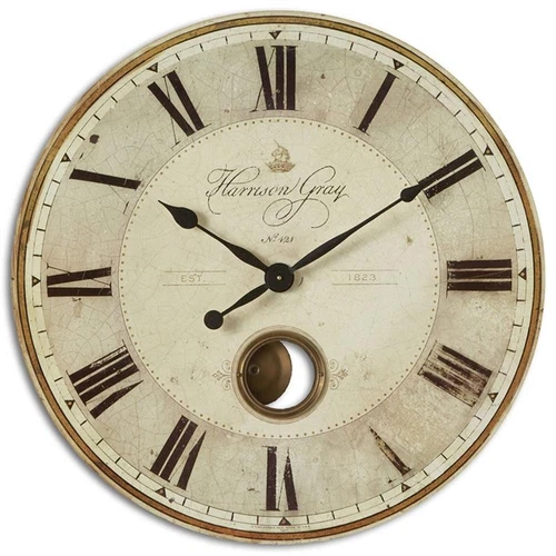 Uttermost Harrison 30" Round MDF Brass Aluminum Wall Clock in Bronze and Ivory - Picture 1 of 3
