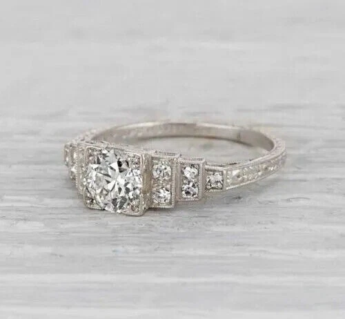 Vintage Style Art Deco 2.40 Ct Lab-Created White Diamond Wedding Ring 925 Silver