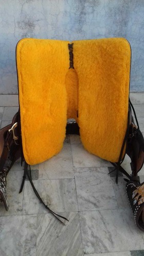Western show saddle 16" on Eco-leather buffalo dark black with drum dye finished - Picture 9 of 10