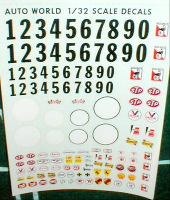 Slot Car Decals Auto World Racing Sponsor Name 0-9 White Circle Full ...