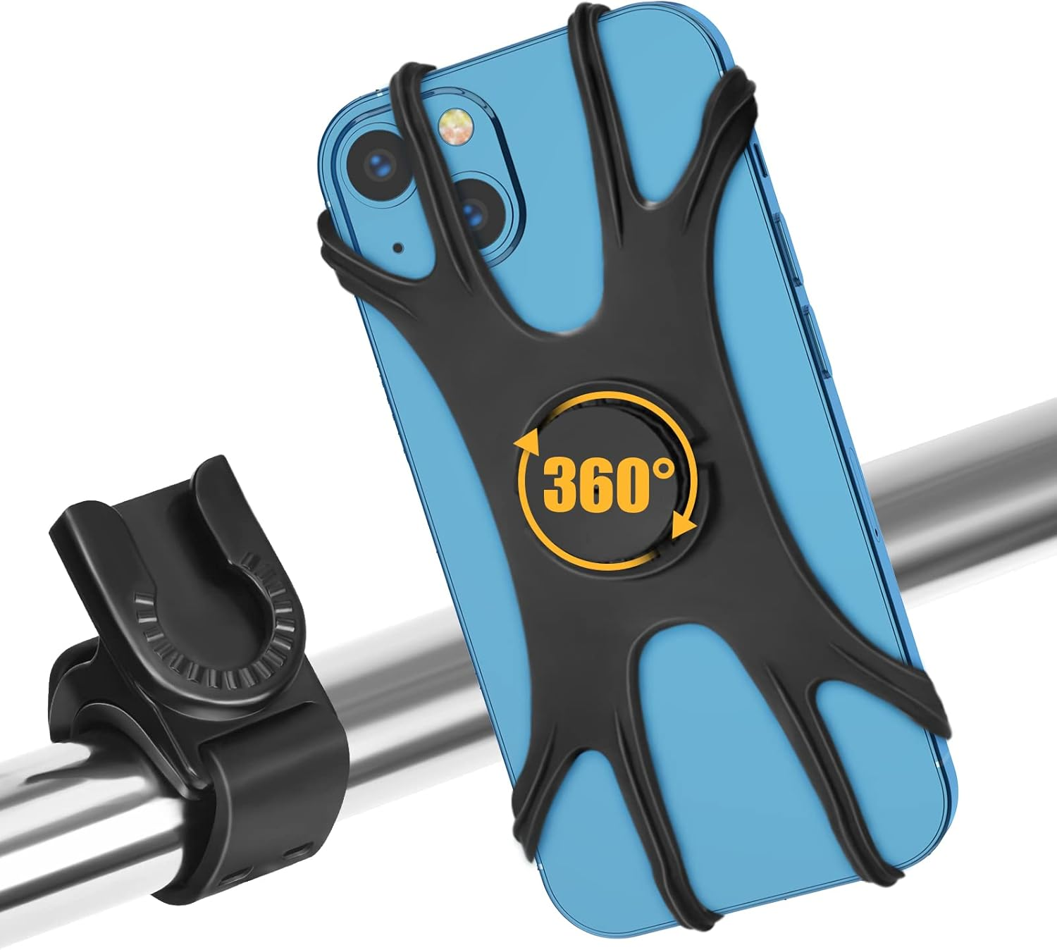 Bike Phone Holder, Detachable 360° Rotation Bicycle Phone Mount, Universal Silic