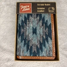 Tony Lama RFID Tri-Fold Wallet Genuine Leather Southwest Aztec Tribal Cowboy