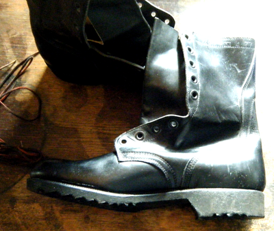 Vintage Genesco Combat Boots Mens 10W Black Leather Vietnam  display picture 1