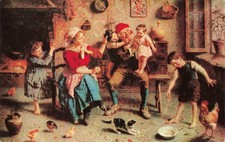 The Peasant Home by Eugenio Zampighi Vintage Postcard