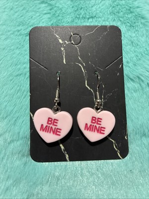 Stylish Pink Candy Heart Earrings. Unique, Party, Cute, Festive, Casual