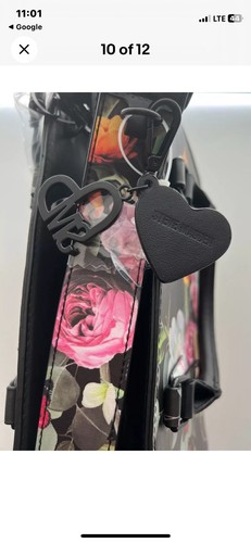Steve Madden BCAYLEY Umhängetasche schwarz Blumenmuster und passende Geldbörse neu mit Etikett - Bild 9 von 10