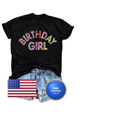Tewmeu Birthday Shirts For Women Glitter Birthday Girl Shirt Party Gift Sparkly