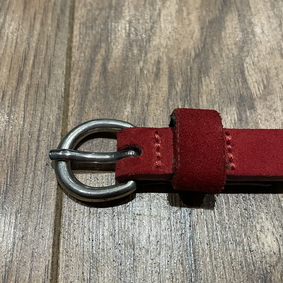 Hobbs Thin Red Genuine Brushed Leather Suede Belt Size Small - Image 2 of 4