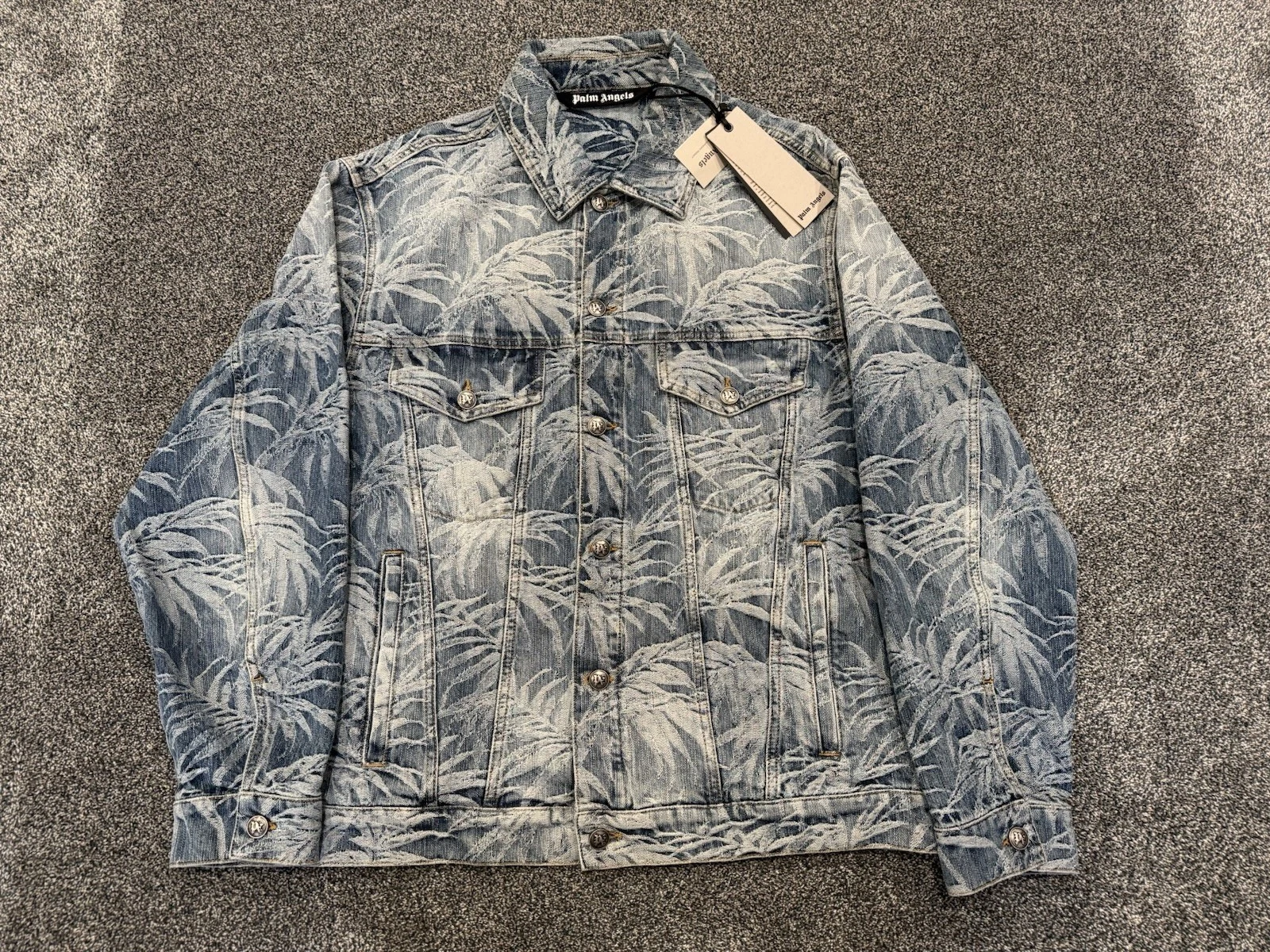 Palm Angels Indigo Blue Wash Denim Jacket Size Large (Fits Oversized)