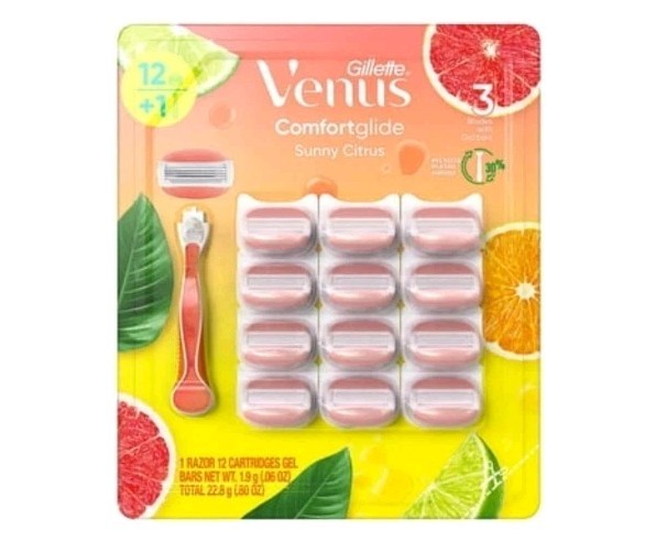 Gillette Venus ComfortGlide Sunny Citrus 3 Blades+Gel 1 Razor+12 Cartridges