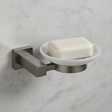 Gunmetal Bathroom Soap Dish & Holder Grey Ceramic Dish Soap Holder Wall-Mounted