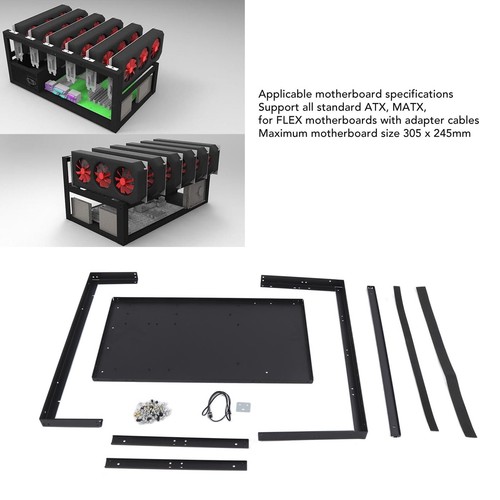 Computer Open Case Support 6 To 8 GPU Graphics Card DIY Computer Chassis For CB - Afbeelding 8 van 22