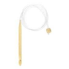 Bamboo Tunisian Circular Crochet Hook 10mm US N/15 with Cable and Bead End