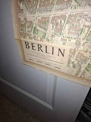 Large Vintage Map Of Berlin Germany Pre 1967? Approx 32'' X 38'' Used