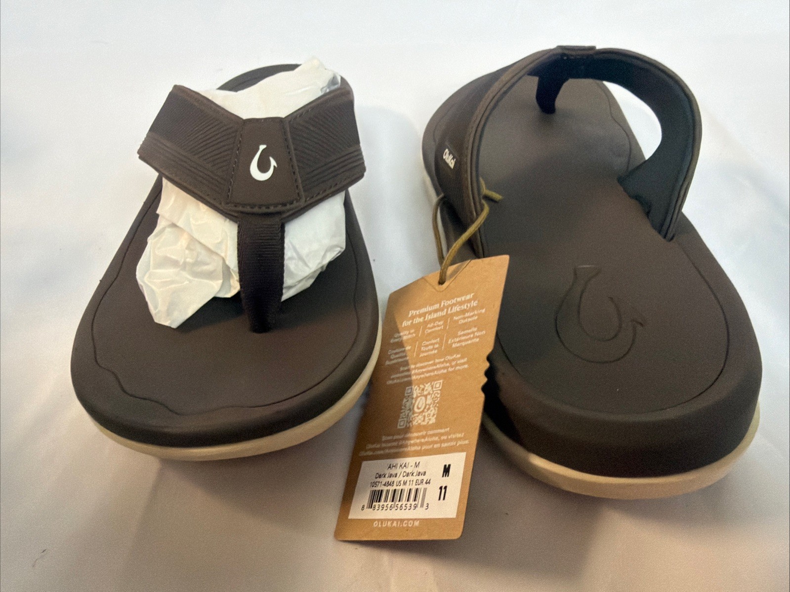 OLUKAI ‘Ahi Kai 10571-4848 Men's Size 11 Dark Java FlipFlop Slides Beach Sandals image 8