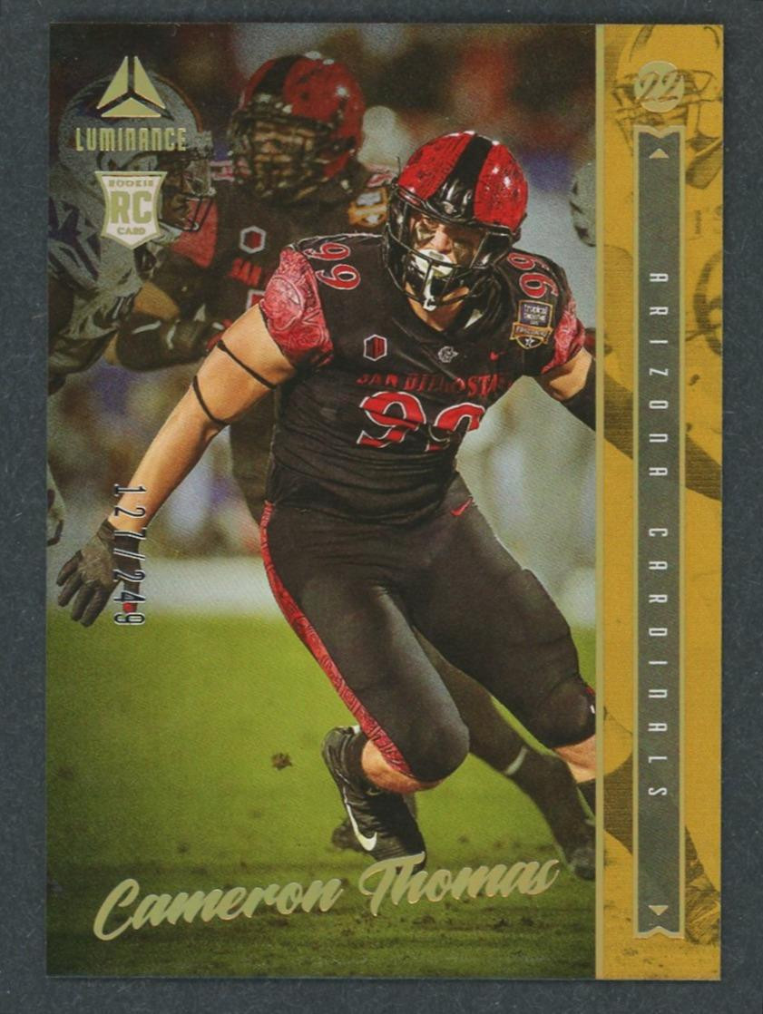 2022 Panini Luminance Cameron Thomas Gold /249 Rookie RC #160 Arizona Cardinals