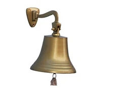  BL-2050-7AN Hanging Ship's Bell 9" - Nautical Bell - 9 inch Antique Brass