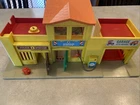 Vintage 1973 Fisher Price Little People Play Family Village barbershop,police