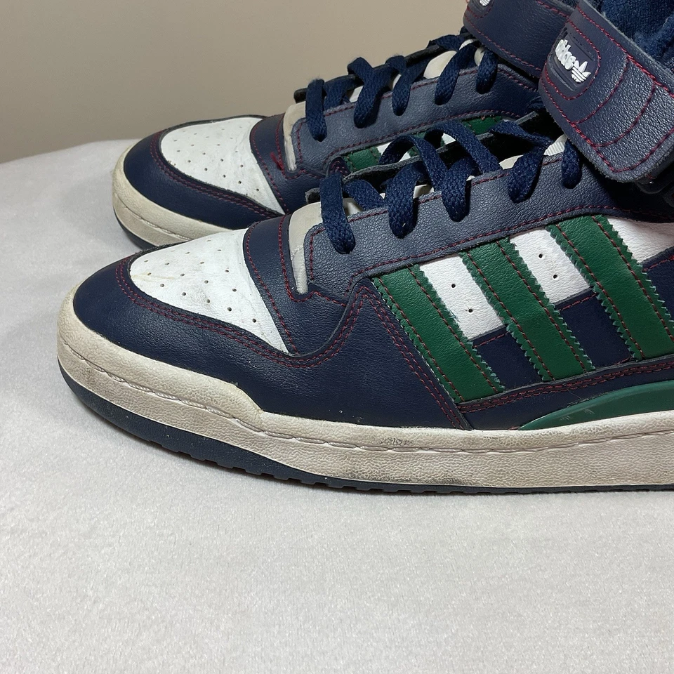 Adidas Forum Mid Sneakers Mens 12 Collegiate Navy Green Basketball Shoes H03810 - Image 4 of 4