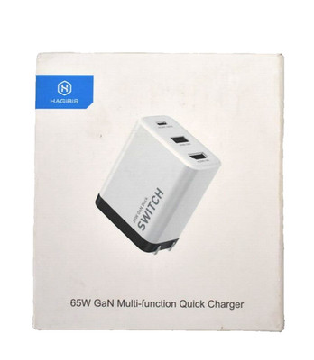 Hagibis 65W GaN Multi Function Quick Charger 2 Prong Plug In TV Dock 607734