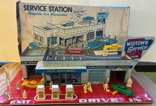 MARX Playset #3516 MIDTOWN SERVICE STATION!! Vintage!! HAS ORIGINAL BOX!!