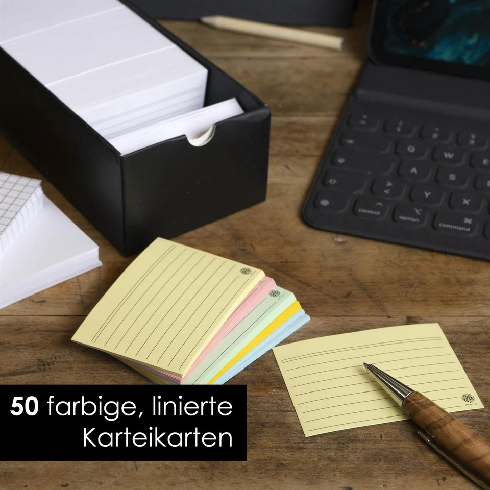 1000 Karteikarten Set A8 Liniert, Kariert, Blanko und Bunt für Studenten Schüler - Bild 4 von 4