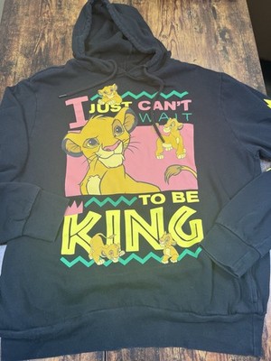 I Just Can't Wait To Be King Hoodie Lion King Disney Black Mens XL See Measure